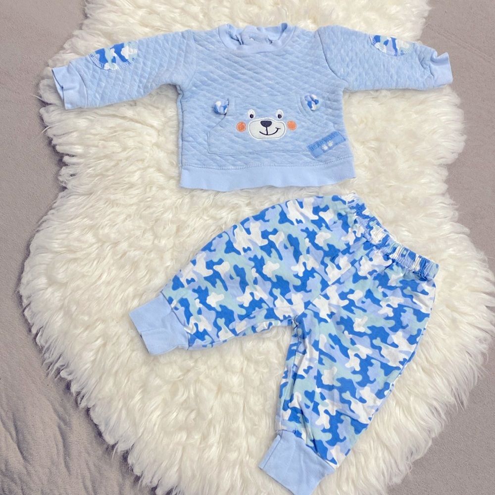 Swiggles Boys Set "Bear Hugs" Light Blue Cotton Outfit !